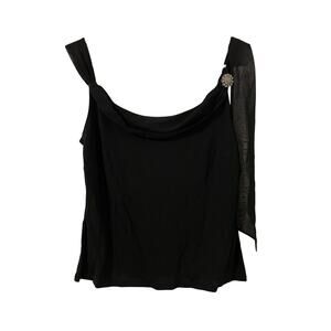 Vintage Ann Taylor Loft Womens Size M Blouse Black Brooch Formal Evening Wear